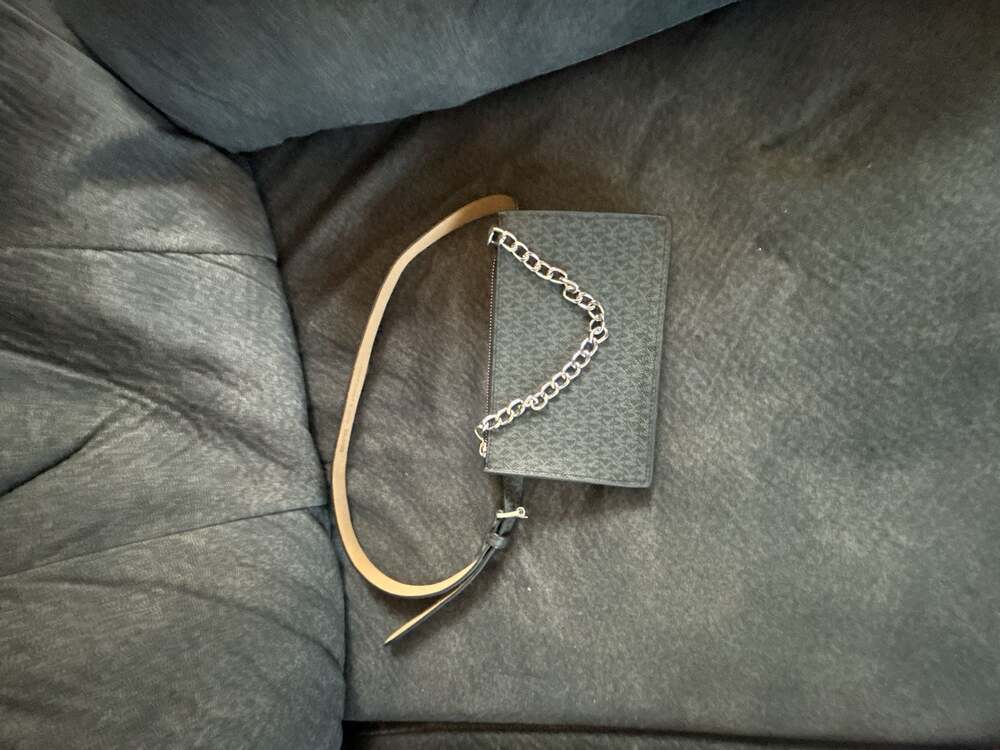 Michael Kors Signature Logo Belt Bag with Chain Detail Black